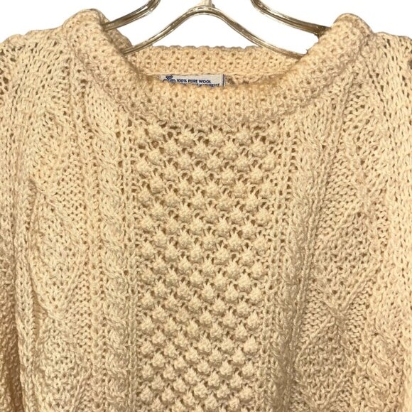 Rita Condron Ireland NEW cream 100% wool aran cable knit Fishermans sweater M - Picture 3 of 3